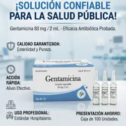 GENTAMICINA INYECTABLE 2ML  VENCE 4 /2028(precio x 1 solo bulbo)