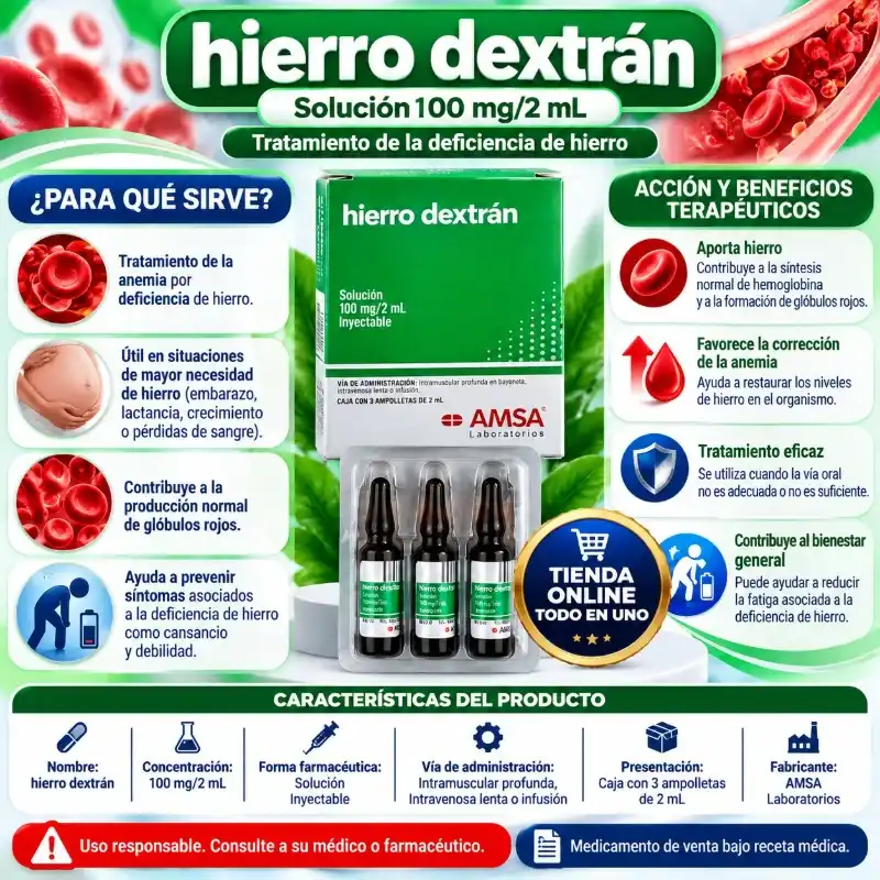 HIERRO DEXTRAN 100MG 2ML ( VENCE 1/28)
