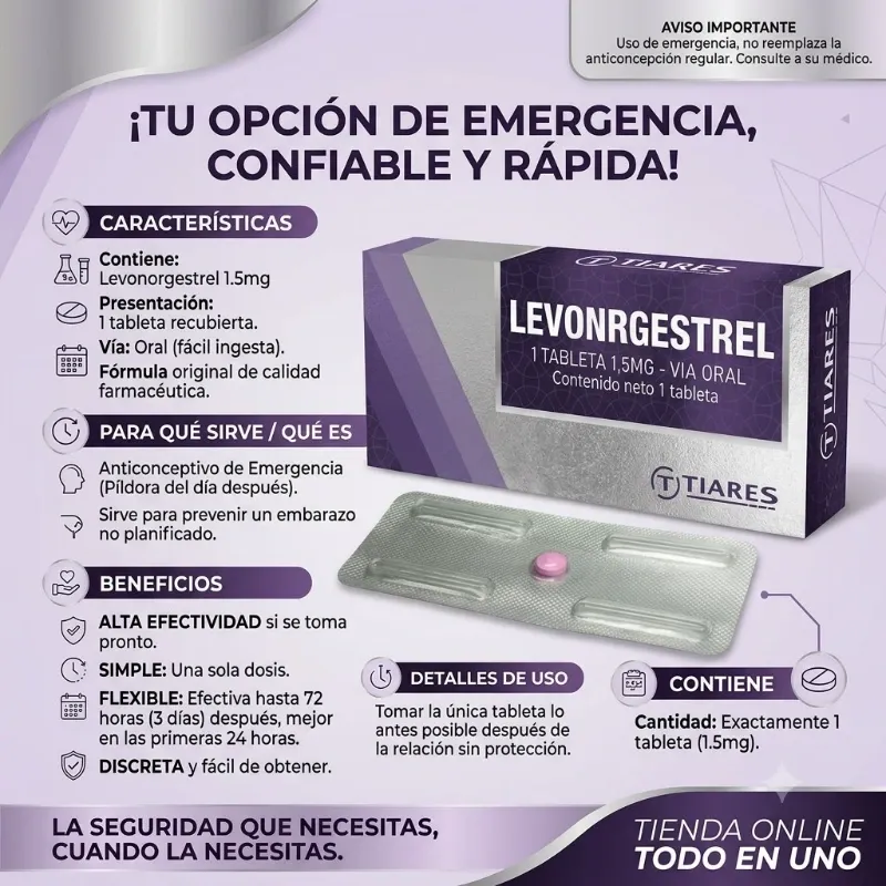 PASTILLAS DEL DIA DESPUES (DOSIS UNICA) (VENCE 06-26)