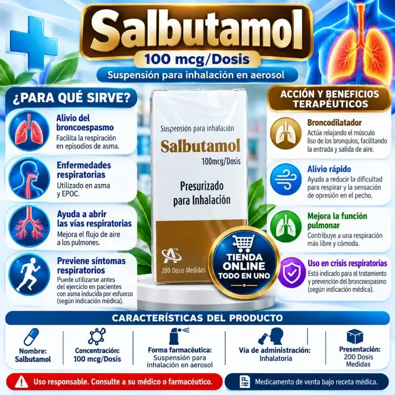 SALBUTAMOL EN SPRAY 200 DODIS(VENCE 8/27)
