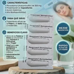 Supositorio de paracetamol (5 Supositorios)(vence 09/2026)