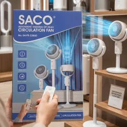 Ventilador recargable El Saco Automatic Shaking Head Circulation Fan (Modelo No. 04-FR-33860)