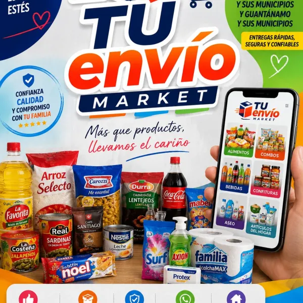 En TUenvío Market trabajamos para acercar a tu familia todo lo que necesita. En nuestro catálogo encontrarás una amplia variedad de alimentos, combos, bebidas, productos de aseo, confituras y artículos para el hogar, seleccionados con calidad y preparados con dedicación.
Nuestro compromiso es brindarte un servicio seguro, confiable y una atención personalizada para que comprar sea fácil y tranquilo.
¡Gracias por confiar en TUenvío Market! Estamos listos para ayudarte a cuidar de los tuyos.