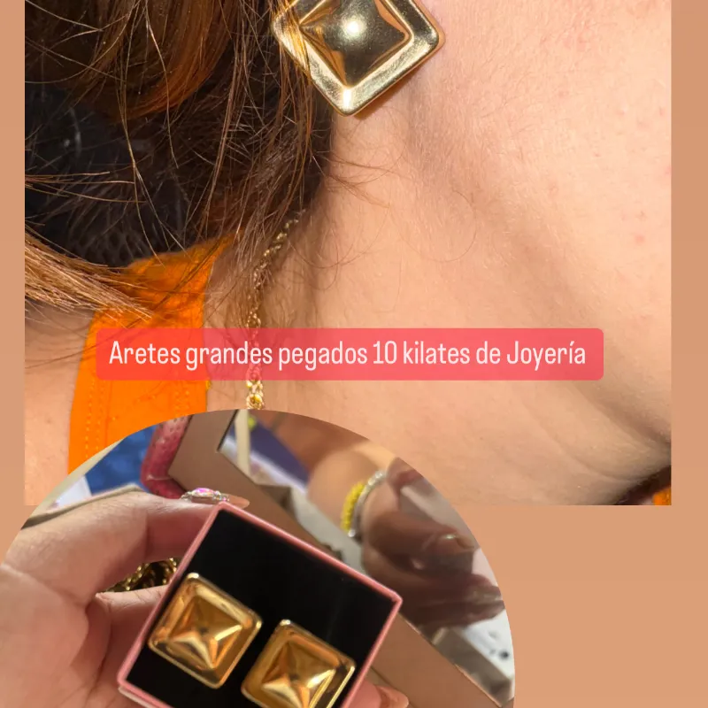 Aretes bien grandes pegados de Joyeria 10 kilates