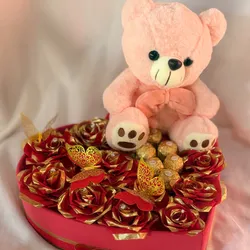 Corazón premium con peluche