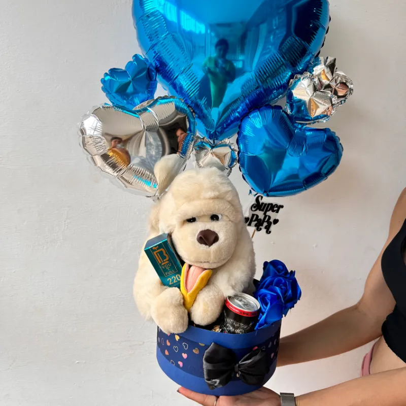 Estuche de regalo personalizado con globos 