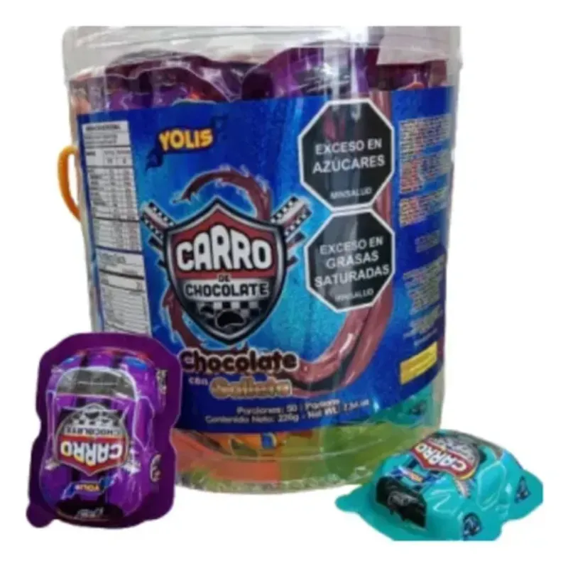 Pote con carritos de chocolate 