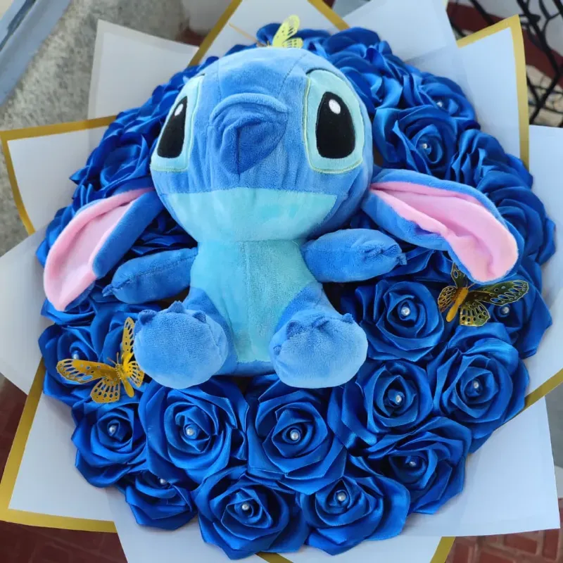 Ramo buchón artificial azul con Stitch 