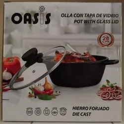 🍲 Olla de Hierro Forjado con Tapa de Vidrio