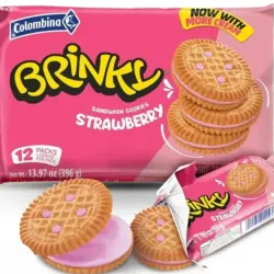 GALLETAS BRINKY CREMA SABOR FRESA 12 PAQUETES 
