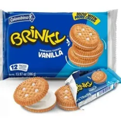 GALLETAS BRINKY CREMA SABOR VAINILLA 12 PAQUETES 300g