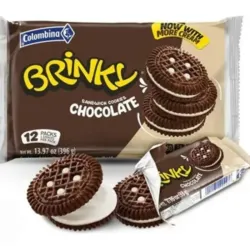 GALLETAS BRINKY CREMA SABOR CHOCOLATE 12 PAQUETES 
