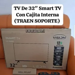 TELEVISOR S-MART TV VISIÓN DE 32 con Cajita interna y soporte para la patret