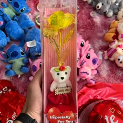 Estuche de Peluche y Rosa Amarilla