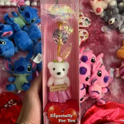 Estuche de Peluche y Rosa Morada
