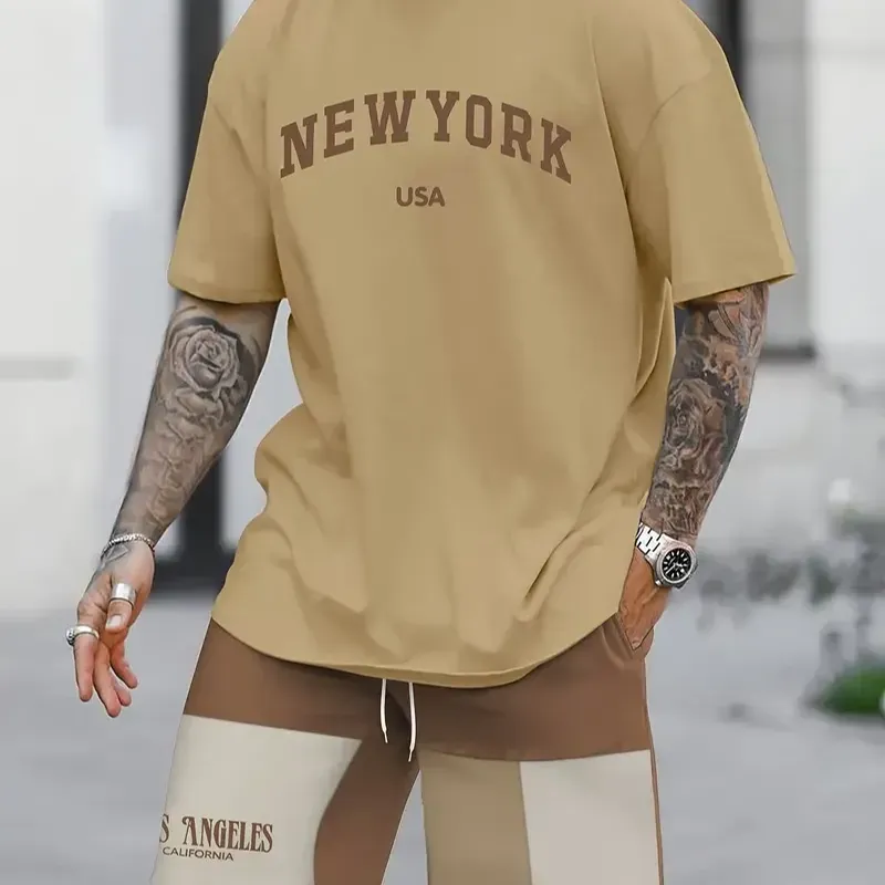 Conjunto Casual de Camiseta y Shorts para Hombre Inspirado en Nueva York