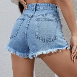 Shorts de Mezclilla con Flecos