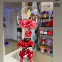 Regalo burbuja # 8 rojo y plateado