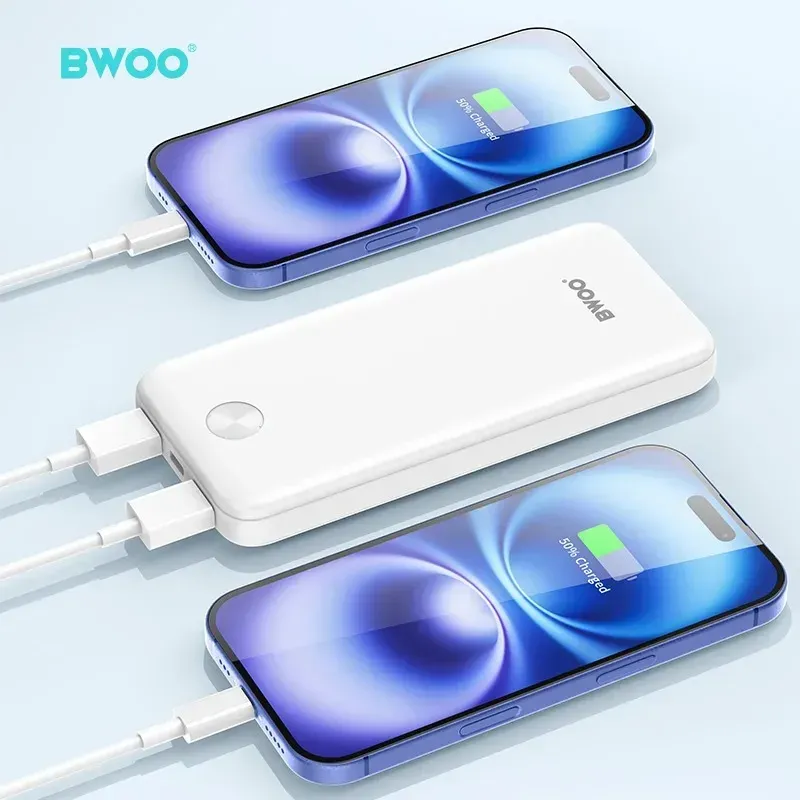 BWOO Power Bank 10000mAh Fast Charging BO‑P31 con Pantalla LED y Salidas Type‑C + 2×USB