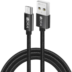 Cable V8 2.4A Trenzado negro – CAB248 1HORA