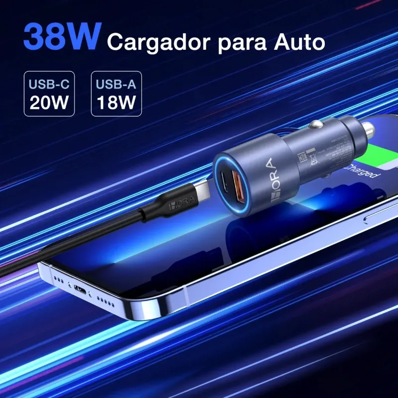Cargador rápido para carro 38W GAR241 – 1HORA