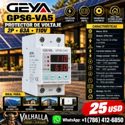 GEYA GPS6-VA5 – Protector de Voltaje 63A 110V