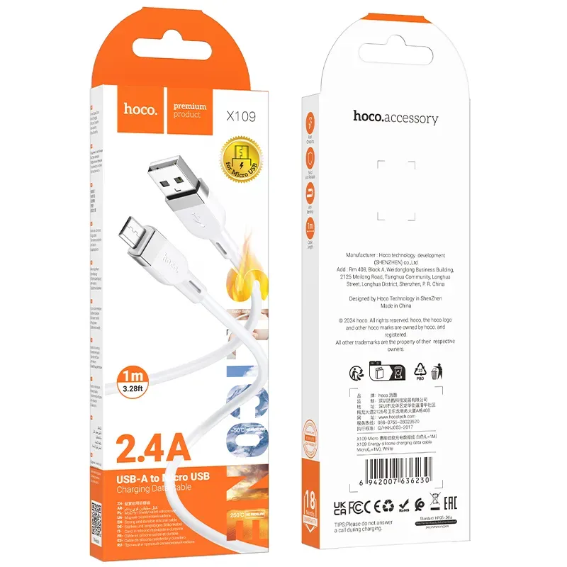 Hoco – Cable X109 Energy Micro USB – Carga Rápida 2.4A