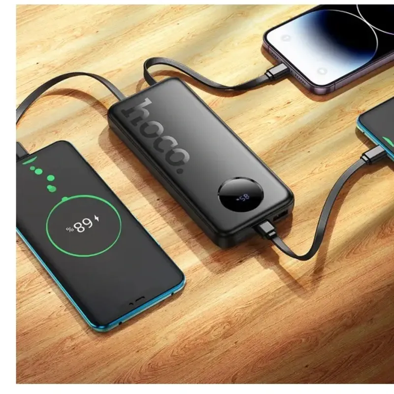 Hoco J132 – Energia bank de 10000 mAh con 3 cables y carga rápida
