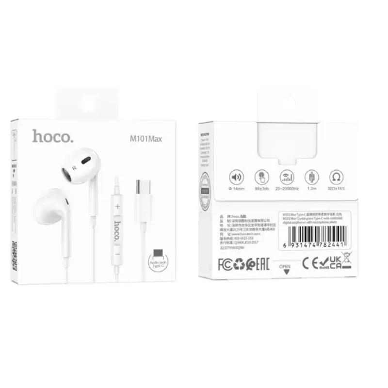 Hoco M101 Max Crystal Grace – Auriculares con cable Type-C y micrófono integrado