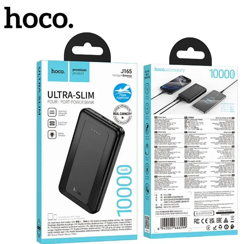 Hoco – Power Bank J165 Honey 10000mAh con Pantalla LED