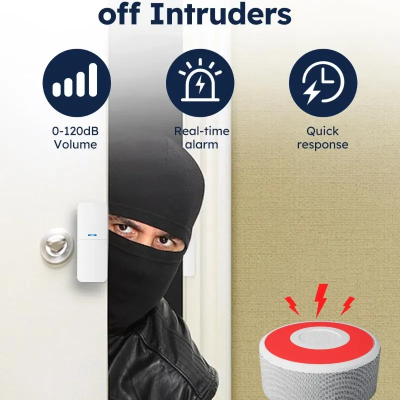 Sistema de Alarma WiFi Tolviviov 8 Piezas para Puertas y Ventanas