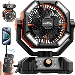 Ventilador recargable ColdSky con control remoto, luces LED y función power bank