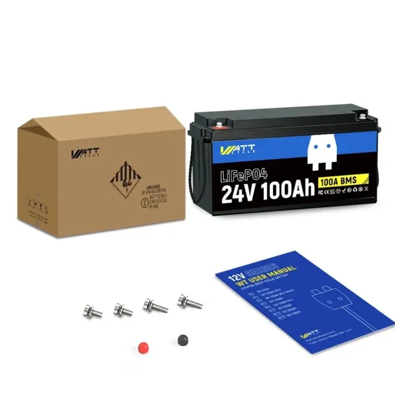 WattCycle Batería LiFePO4 24V 100Ah, 2560Wh, BMS 100A, Protección de Baja Temperatura y Conexión Escalable