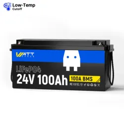 WattCycle Batería LiFePO4 24V 100Ah, 2560Wh, BMS 100A, Protección de Baja Temperatura y Conexión Escalable