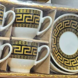 Set 6 tazas con platos de porcelana 