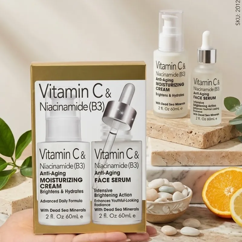 ✨ SPA COSMETICS – VITAMIN C & NIACINAMIDE (B3) DUO SET ✨ Set facial con Vitamina C, Niacinamida (Vitamina B3) y minerales del Mar Muerto.