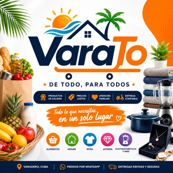 ¡Bienvenidos a VaraTo!✨
Encuentra todo lo que necesitas en un solo lugar: comida, productos de aseo, joyería, ropa y mucho más. Calidad, buenos precios y atención confiable para ti. ¡Compra fácil y recibe lo mejor sin complicaciones! 🛍️