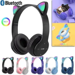 Auriculares Bluetooth P47M – Estilo Gatito con Luz LED