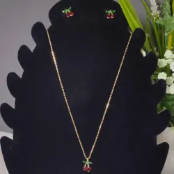 Conjunto de aretes y cadenas 🍒