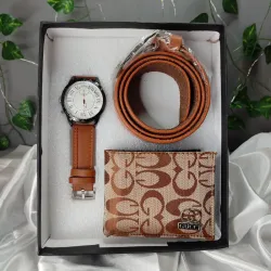 Conjunto de reloj, billetera y cinto