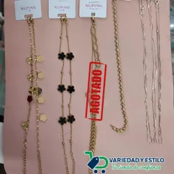 Pulseras de oro laminado y cadenas de plata 925