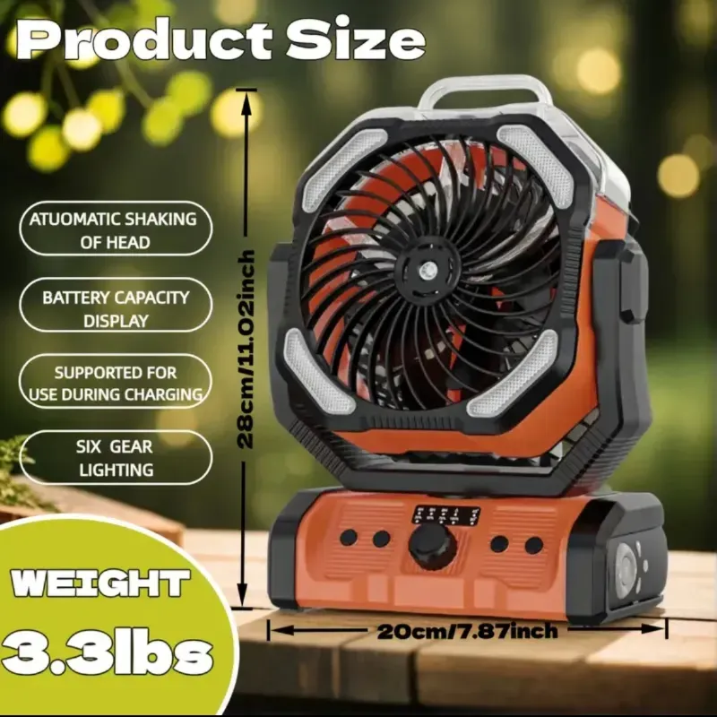 Ventilador de Camping 20000mAh con Nebulizador y Luz LED