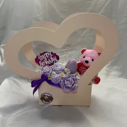 Cesta corazón 💓 + peluche + Happy Birthday 