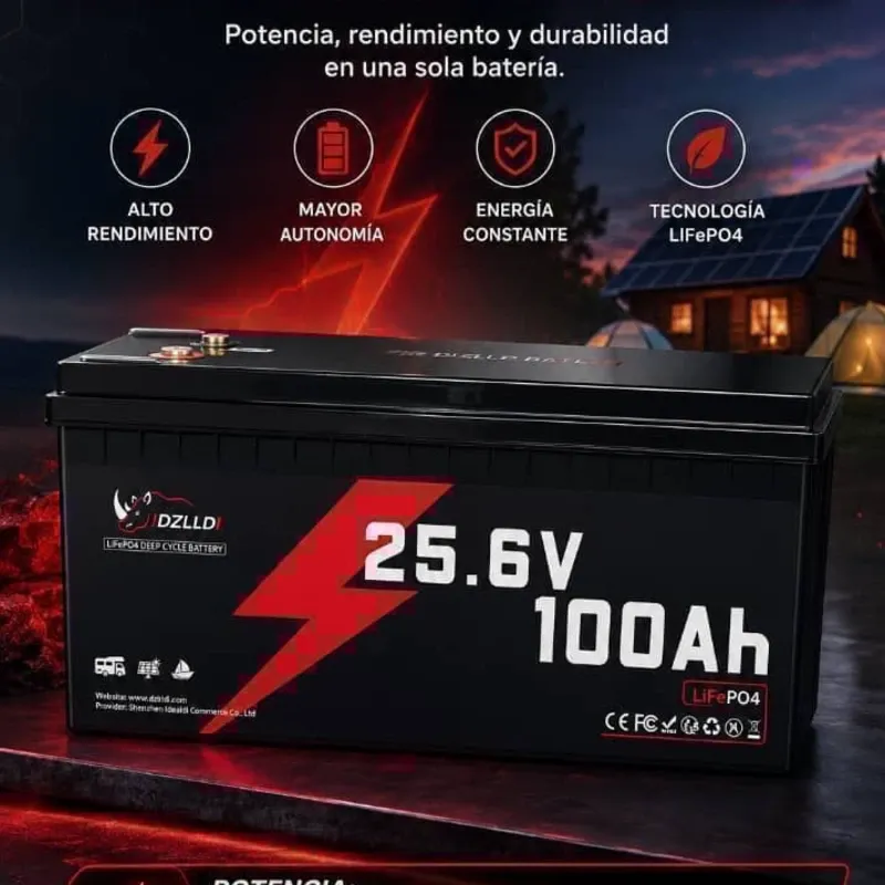 🔋 BaterĂa LiFePO⚡ âś“2560 Wh 25.6V/ 100Ah