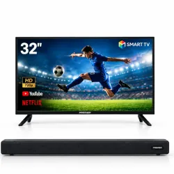 TV premier de 32 smart TV con barra de sonido incluida y soporte a la pared