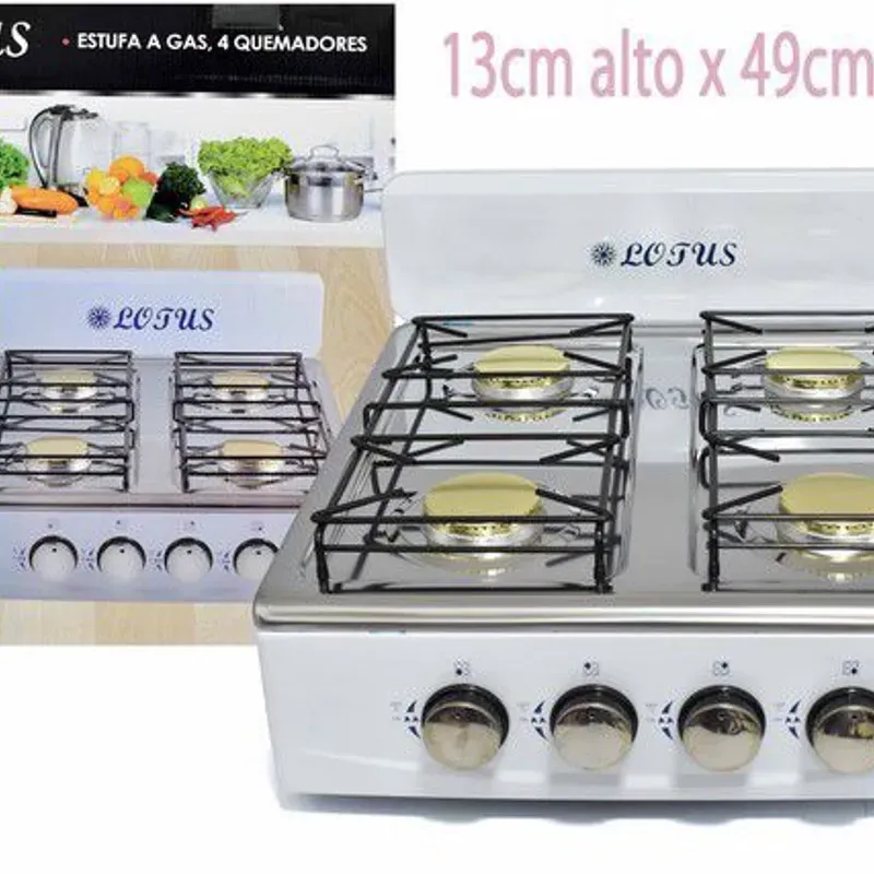 Estufa o cocina de gas de 4 quemadores. Marca Lotus