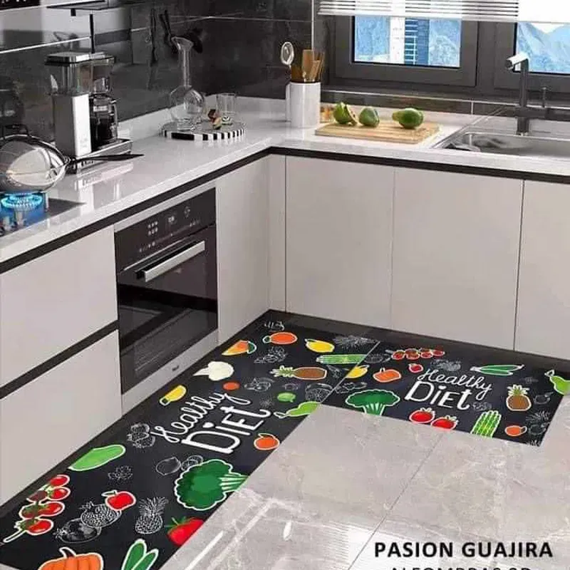 Juego de Alfombra de Cocina en 3D de 2 Piezas 