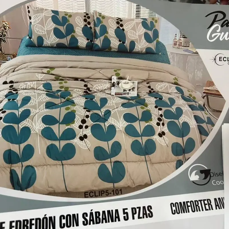 Juego de Edredón con Sábana 5 piezas (Camero-Poliester)