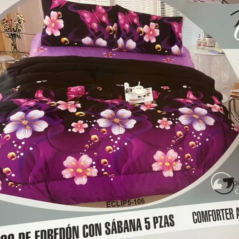 Juego de Edredón con Sábana 5 piezas (Camero-Poliester)