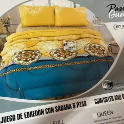 Juego de Edredón con Sábana 5 piezas (Camero-Poliester) 